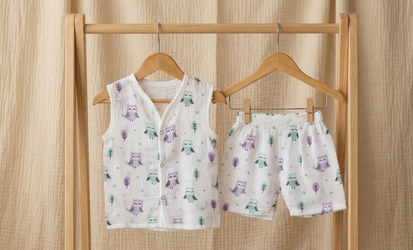 Night Owl Muslin Sun Suit Set