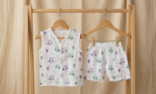 Night Owl Muslin Sun Suit Set